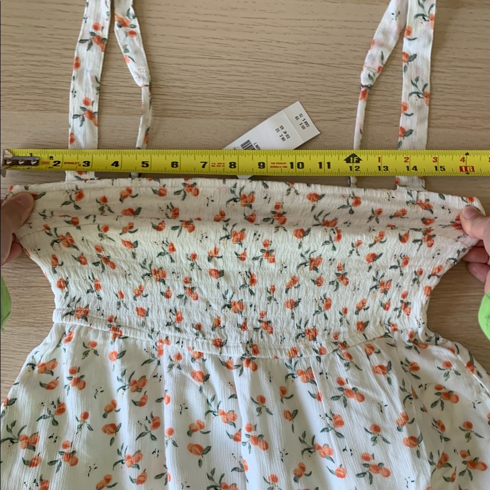 *SOLD* NWT Abercrombie & Fitch Smocked Squareneck Mini Dress, White Peach, MTall - Picture 8 of 15